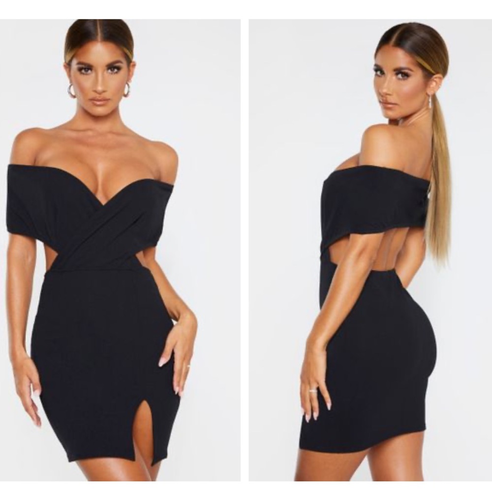 Red off shoulder dress